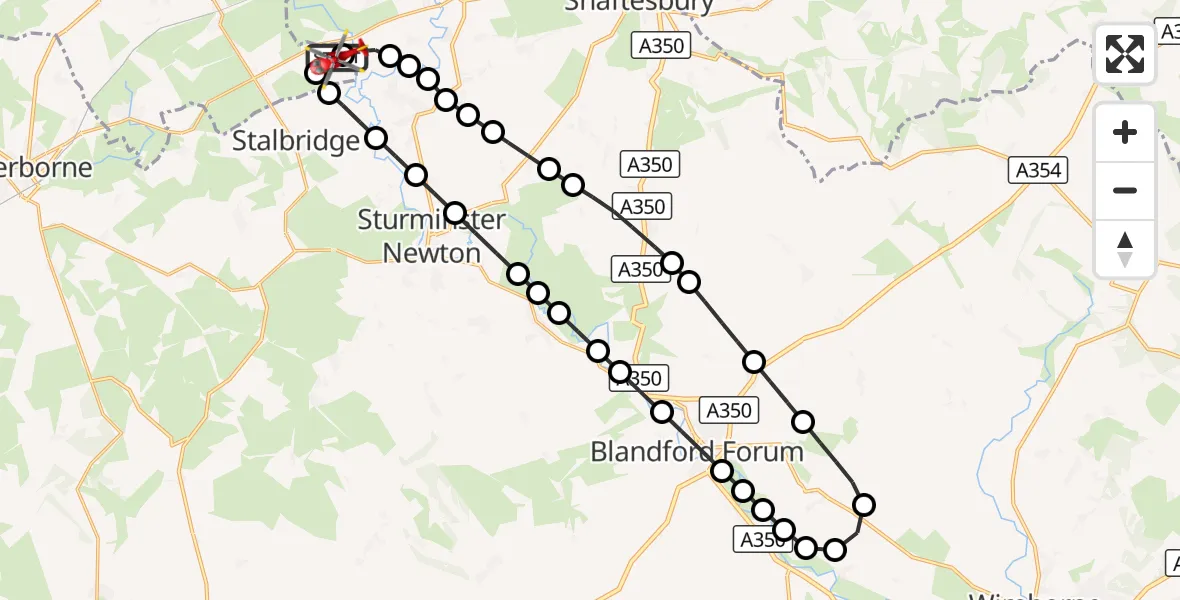 Flight route Air Ambulance Helicopter Henstridge Airfield - Henstridge Airfield, 30 August 2026, 07:32