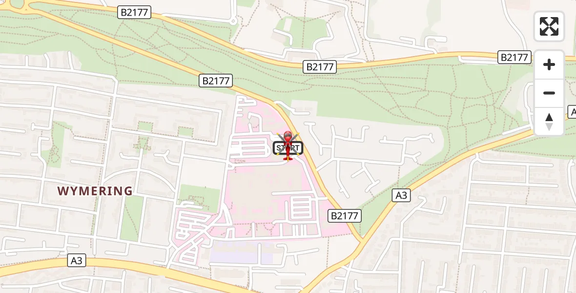 Flight route Air Ambulance Helicopter Queen Alexandra Hospital - Queen Alexandra Hospital, 30 August 2026, 09:23
