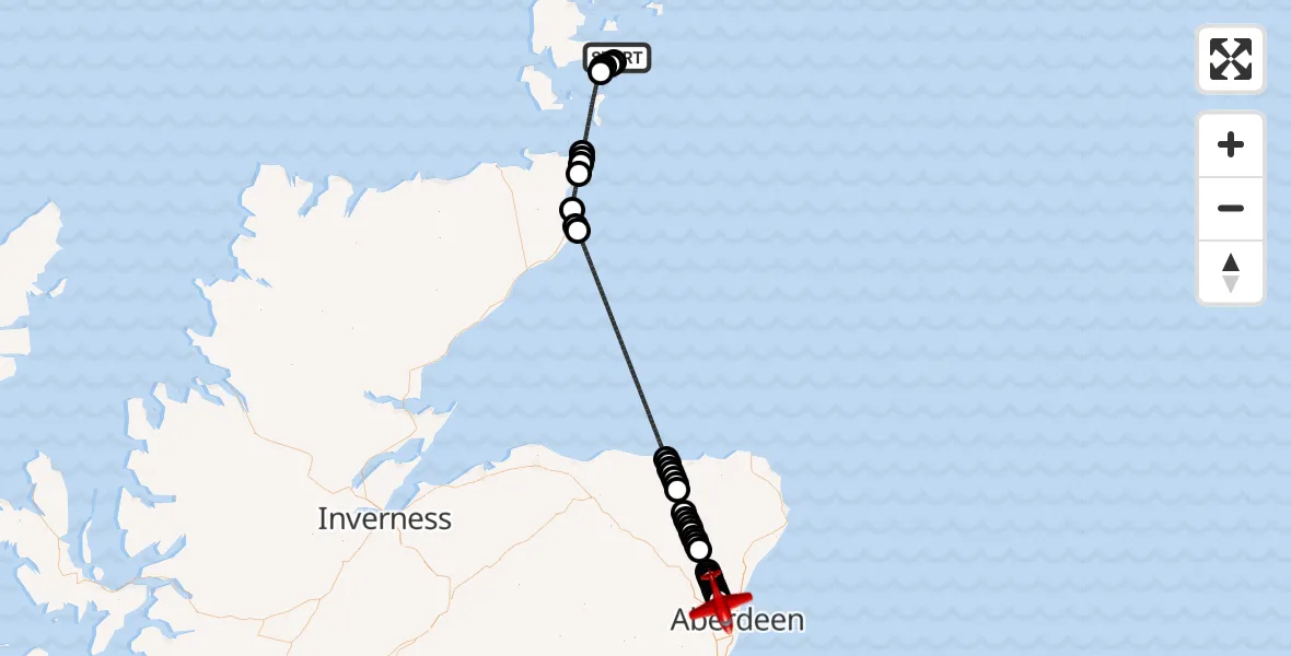 Flight route Air Ambulance Aircraft Sands of Beeman - Aberdeen International Airport, 30 August 2026, 13:06