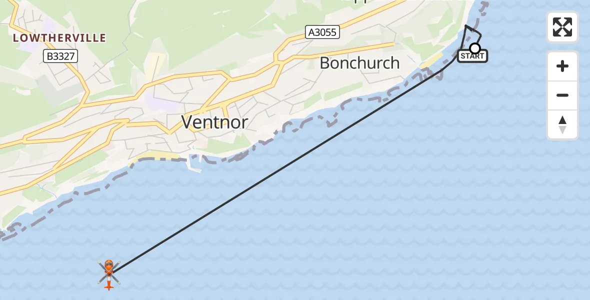 Flight route Coastguard Helicopter Ventnor - Ventnor, 30 August 2026, 14:12