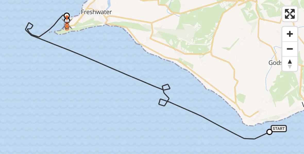 Flight route Coastguard Helicopter Ventnor - Totland, 30 August 2026, 14:29