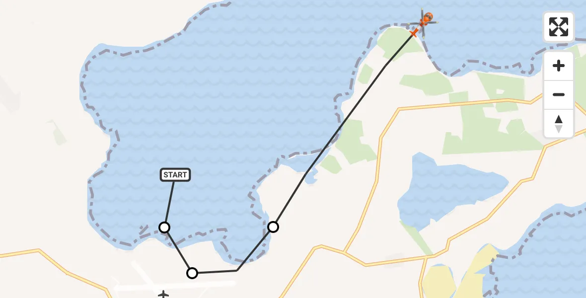 Flight route Coastguard Helicopter Kirkwall - North Atlantic Ocean, 30 August 2026, 14:30