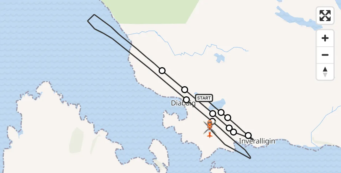Flight route Coastguard Helicopter Diabaig - Inner Seas, 30 August 2026, 14:46