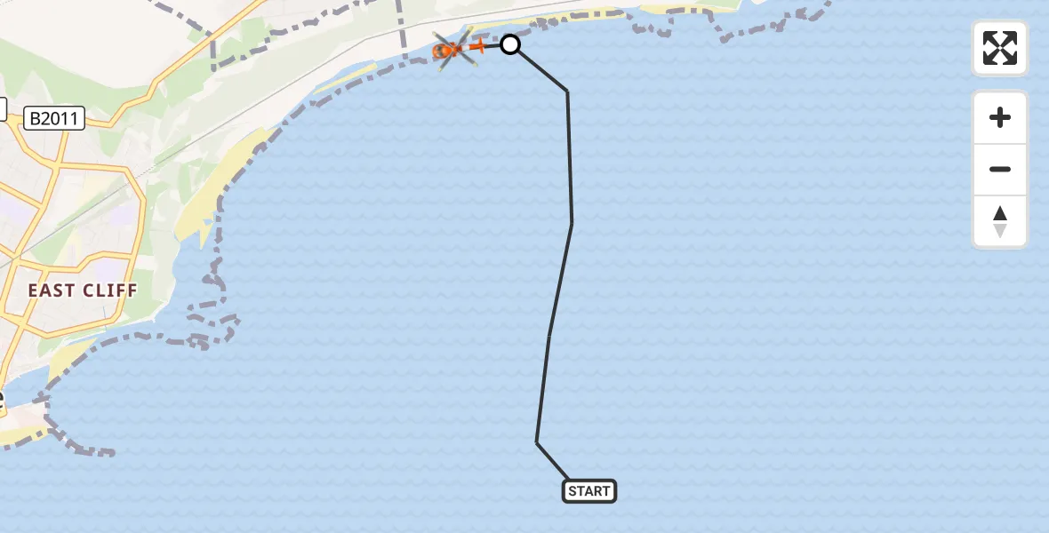 Flight route Coastguard Helicopter English Channel - Dover, 30 August 2026, 15:49