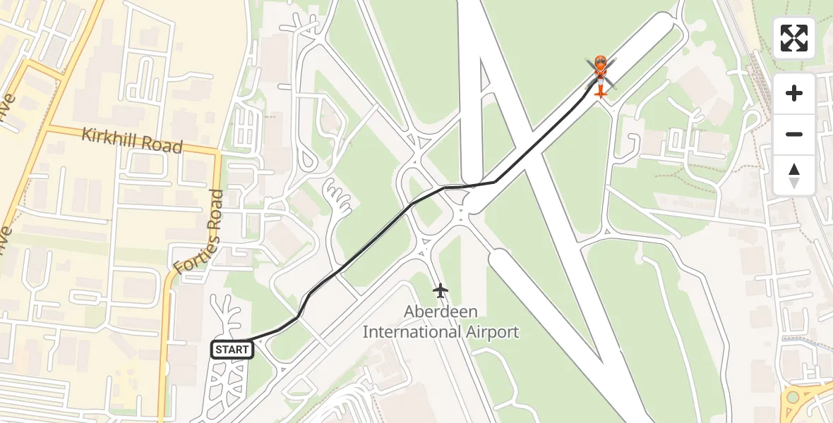 Flight route Coastguard Helicopter Aberdeen International Airport - Aberdeen International Airport, 30 August 2026, 17:21