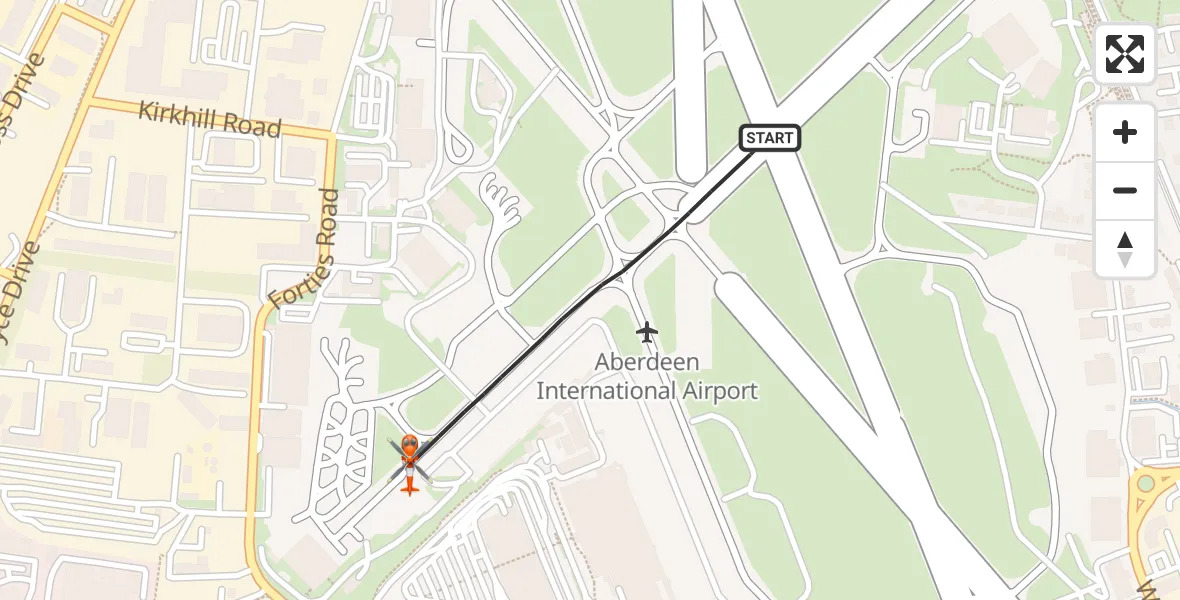 Flight route Coastguard Helicopter Aberdeen International Airport - Aberdeen International Airport, 30 August 2026, 17:37