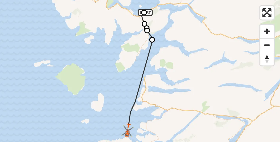 Flight route Coastguard Helicopter Broadford Airstrip - Inner Seas, 30 August 2026, 19:33