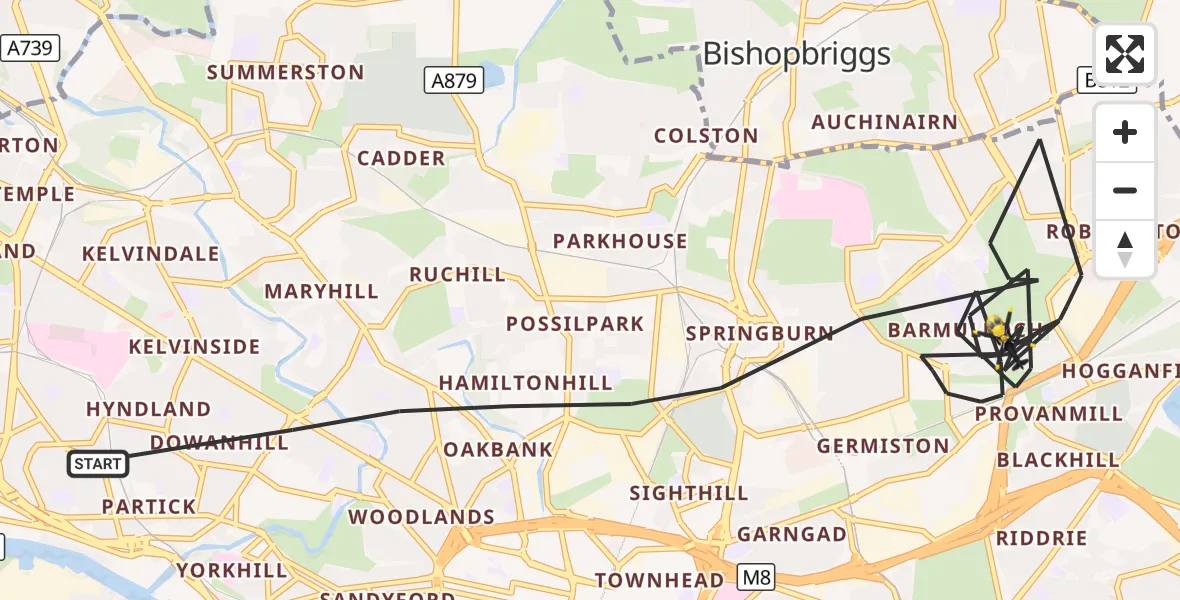 Flight route Police Helicopter Glasgow - Glasgow, 31 August 2026, 08:20