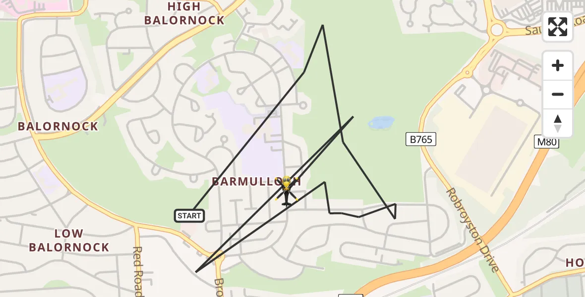 Flight route Police Helicopter Glasgow - Glasgow, 31 August 2026, 08:33