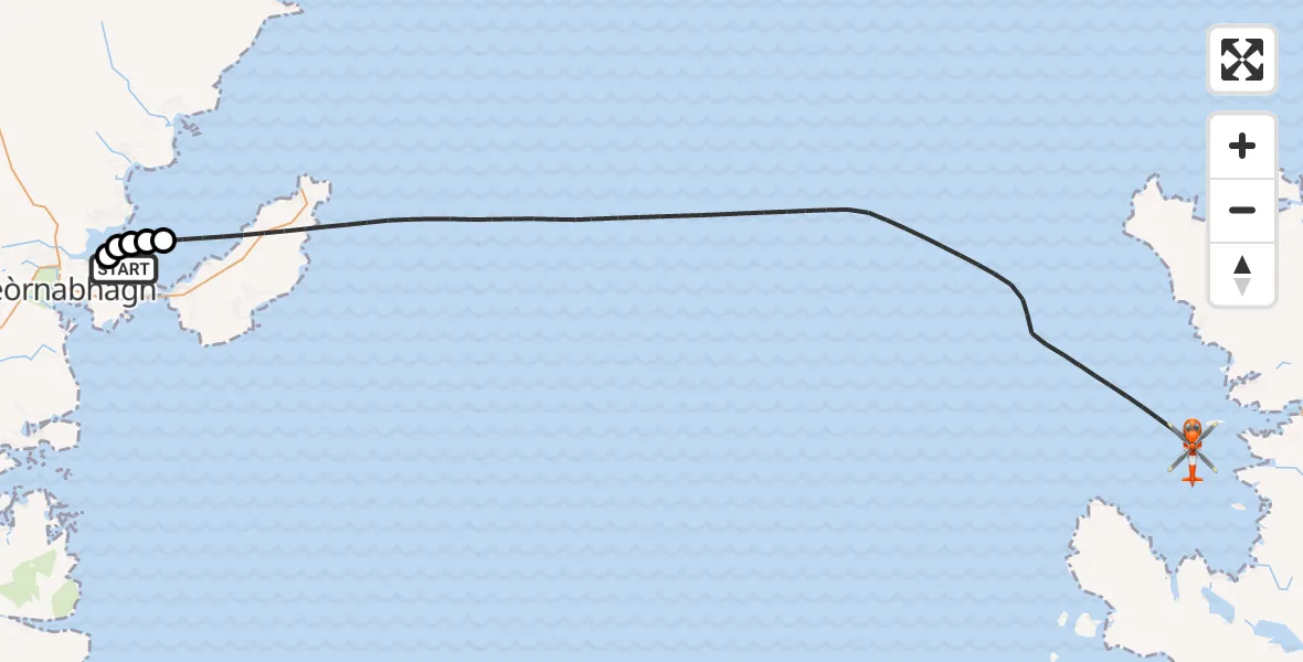 Flight route Coastguard Helicopter Stornoway Airport - Inner Seas, 31 August 2026, 09:09