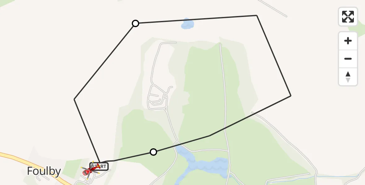 Flight route Air Ambulance Helicopter YAA Nostell Helicopter Port - YAA Nostell Helicopter Port, 31 August 2026, 09:42