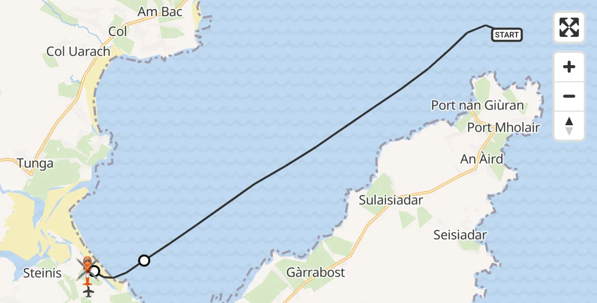 Flight route Coastguard Helicopter Inner Seas - Stornoway Airport, 31 August 2026, 10:18