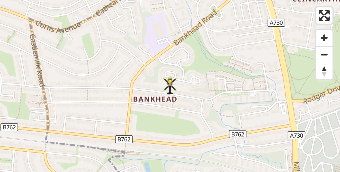 Flight route Police Helicopter Rutherglen - Rutherglen, 31 August 2026, 12:32