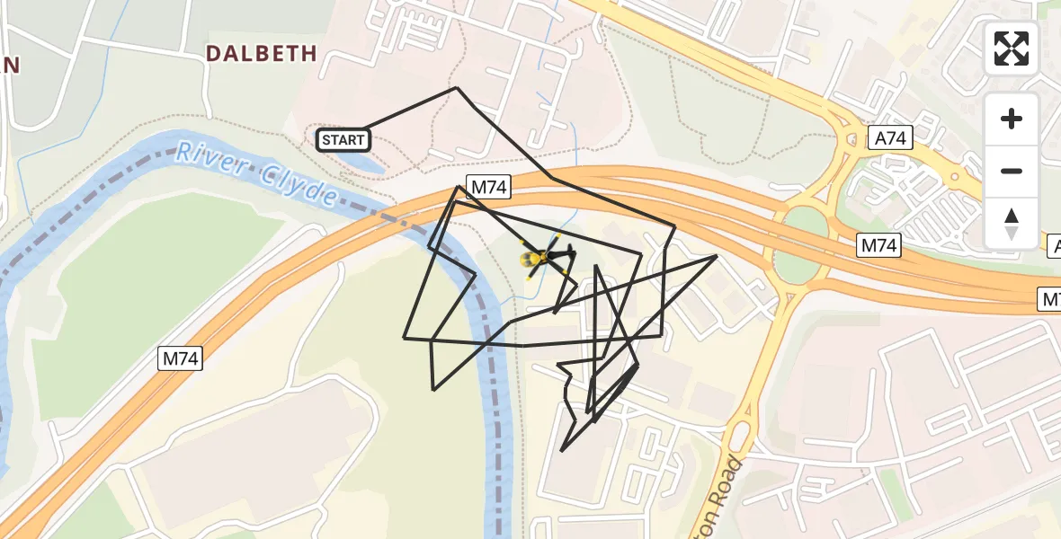 Flight route Police Helicopter Glasgow - Glasgow, 31 August 2026, 12:40