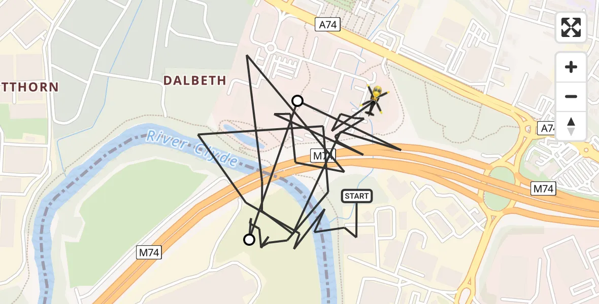 Flight route Police Helicopter Glasgow - Glasgow, 31 August 2026, 12:50