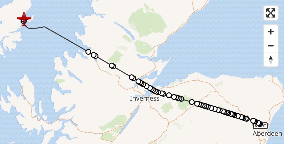 Flight route Air Ambulance Aircraft Dyce and Stoneywood - Stornoway Airport, 31 August 2026, 13:47
