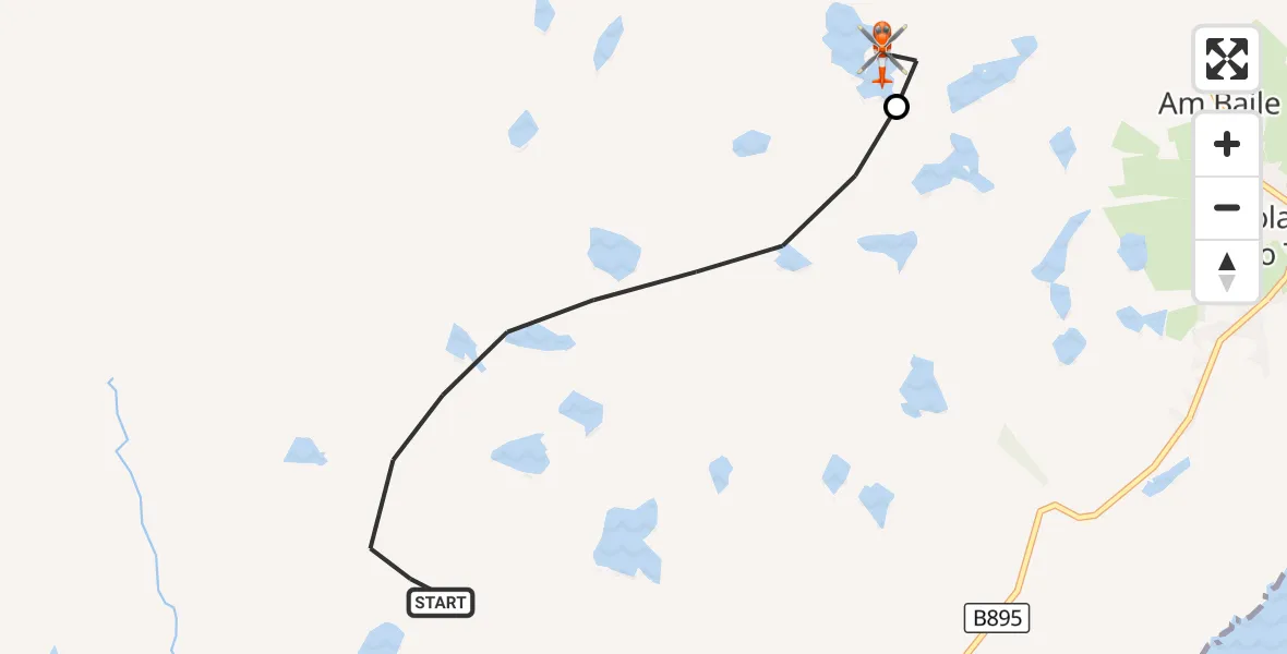 Flight route Coastguard Helicopter Griais - Am Baile Ùr, 31 August 2026, 14:04
