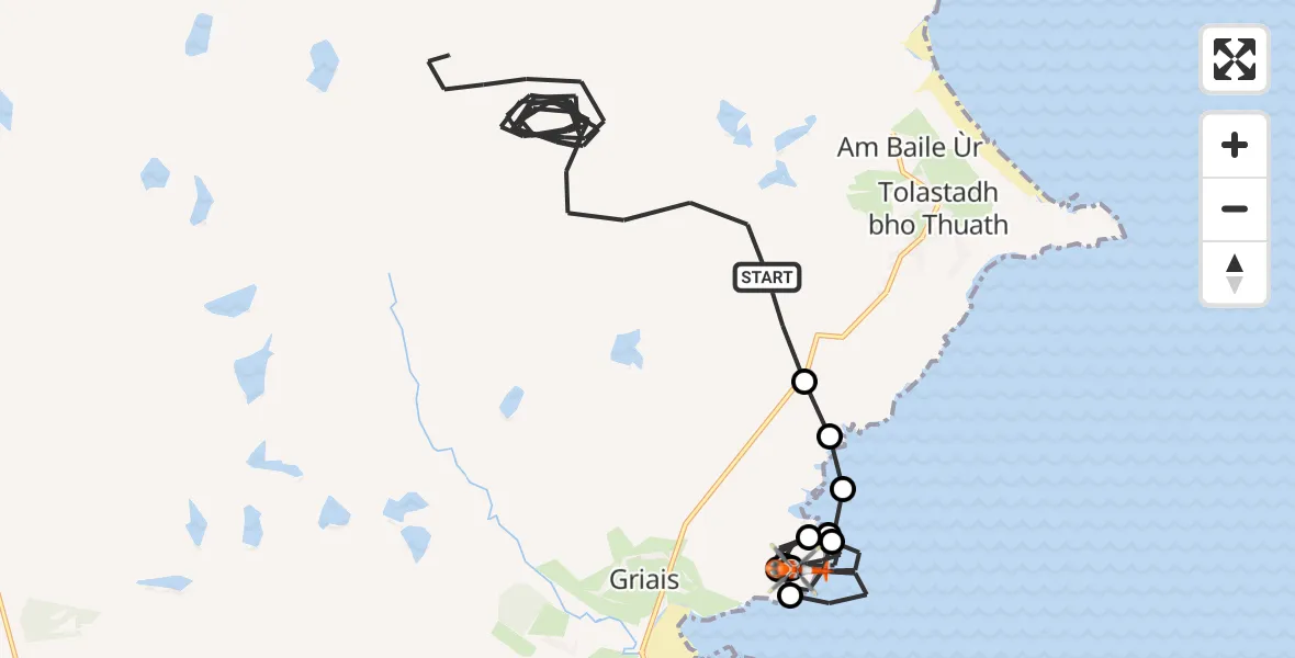 Flight route Coastguard Helicopter Am Baile Ùr - Inner Seas, 31 August 2026, 14:33