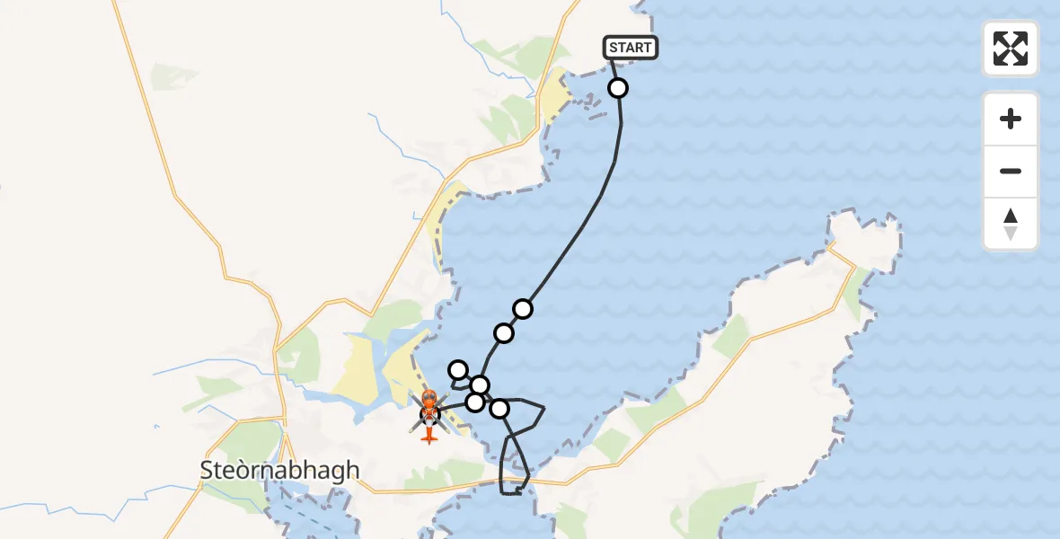 Flight route Coastguard Helicopter Griais - Stornoway Airport, 31 August 2026, 15:04