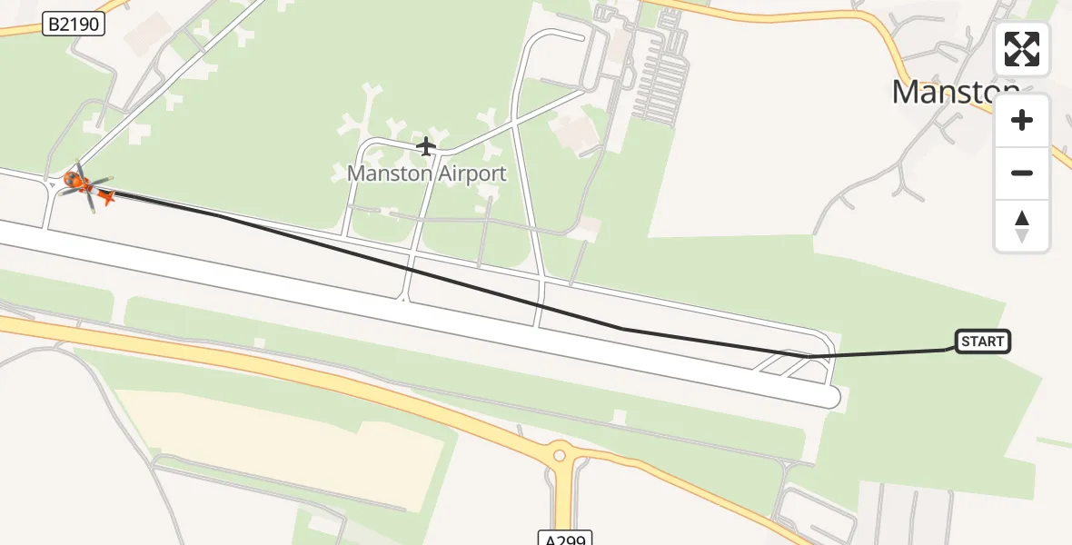 Flight route Coastguard Helicopter Manston Airport - Manston Airport, 31 August 2026, 15:35