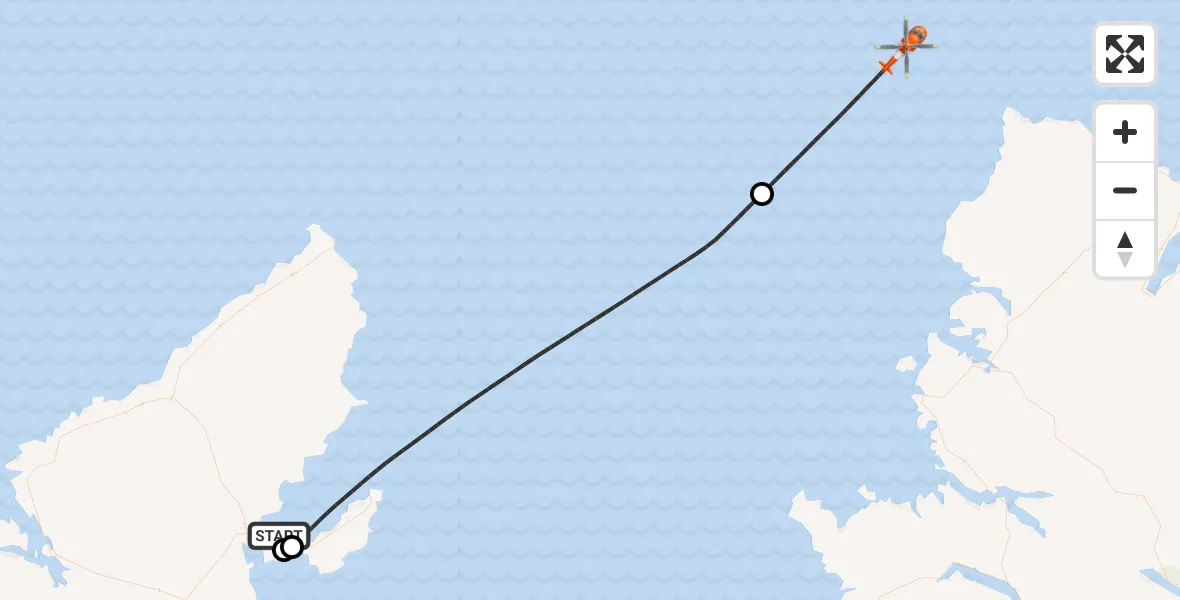 Flight route Coastguard Helicopter Stornoway Airport - North Atlantic Ocean, 31 August 2026, 19:53