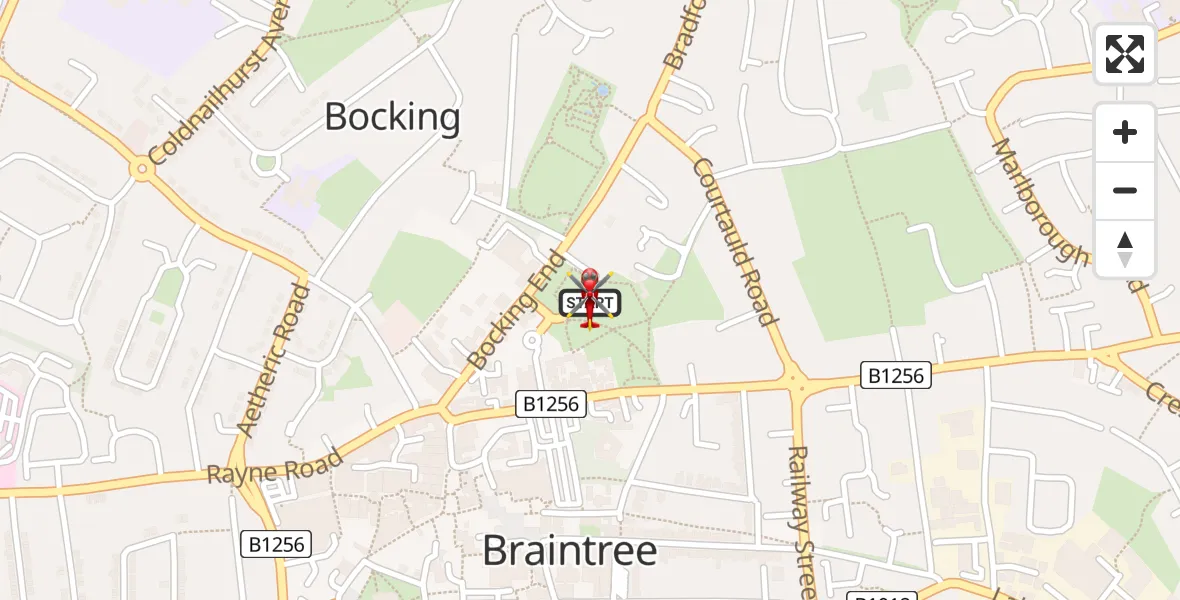 Flight route Air Ambulance Helicopter Braintree - Braintree, 31 August 2026, 22:16