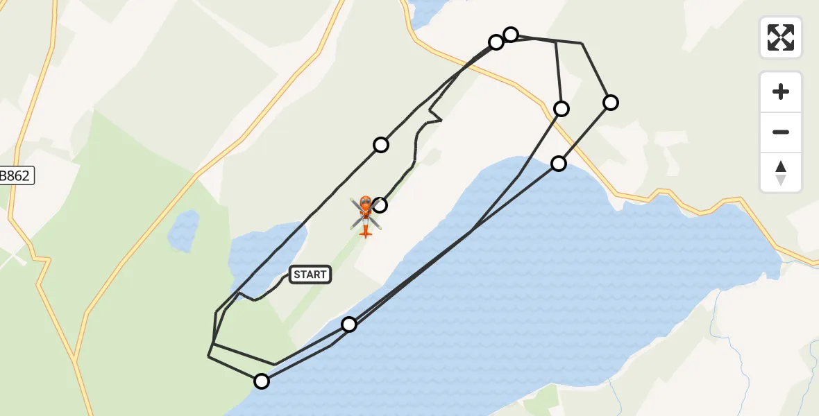 Flight route Coastguard Helicopter Dores - Dores, 31 August 2026, 22:33