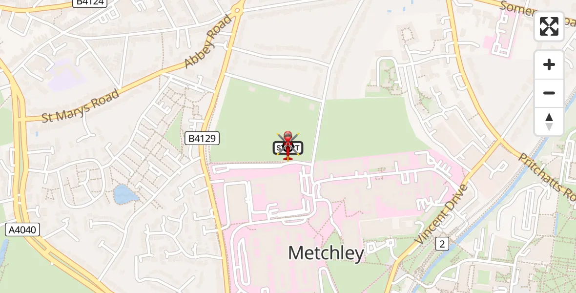 Flight route Air Ambulance Helicopter Queen Elizabeth Hospital Helipad - Metchley, 01 September 2026, 08:53