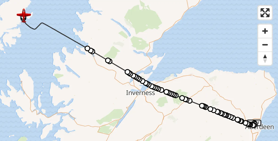 Flight route Air Ambulance Aircraft Aberdeen International Airport - Stornoway Airport, 01 September 2026, 09:18