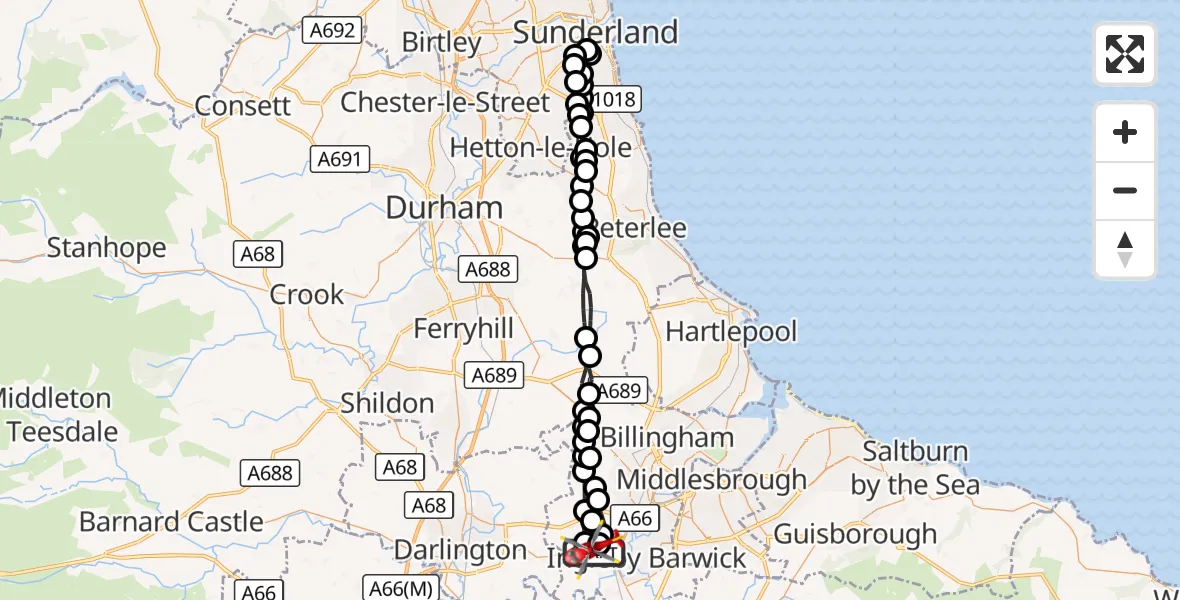 Flight route Air Ambulance Helicopter Egglescliffe - Egglescliffe, 01 September 2026, 09:22