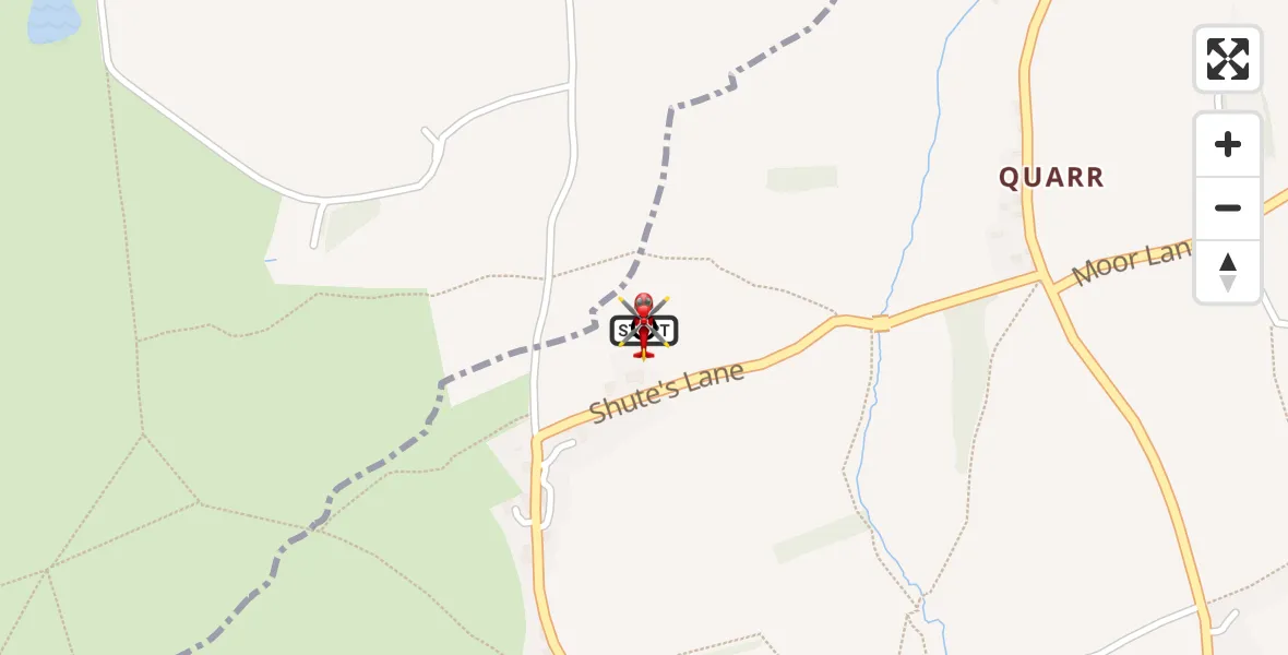 Flight route Air Ambulance Helicopter Buckhorn Weston - Wincanton, 01 September 2026, 09:27