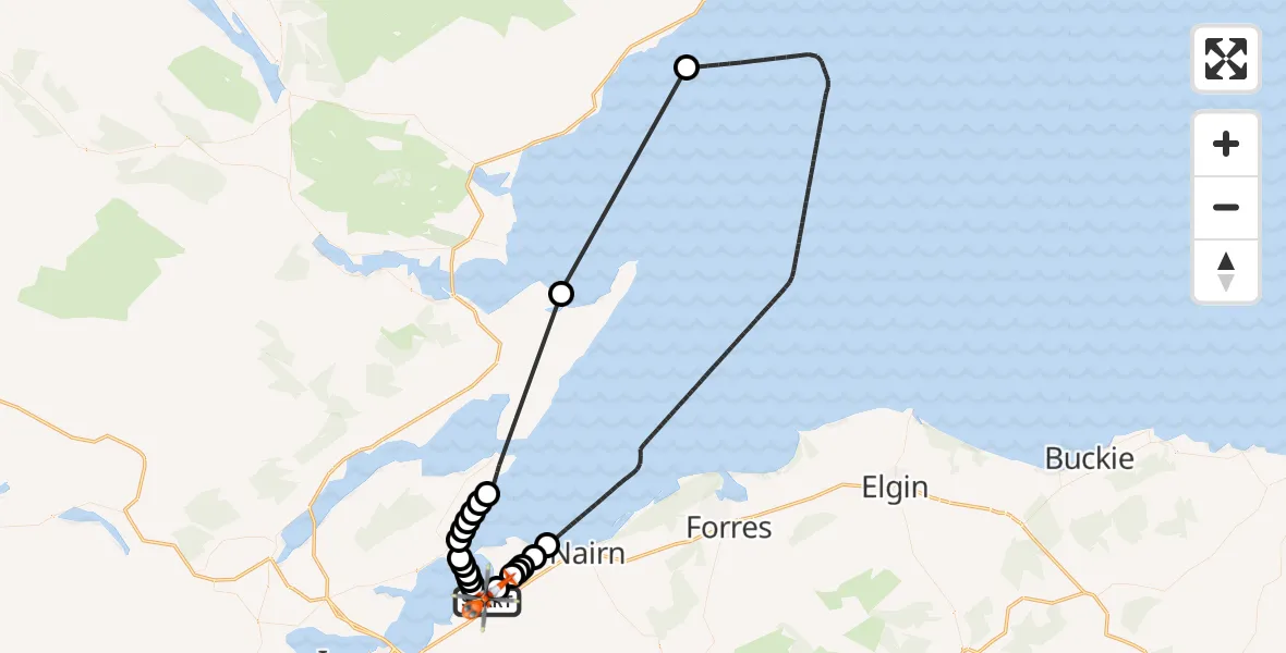 Flight route Coastguard Helicopter Inverness Airport - Inverness Airport, 01 September 2026, 09:29