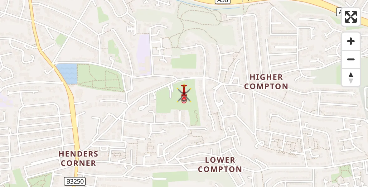 Flight route Air Ambulance Helicopter Lower Compton - Lower Compton, 01 September 2026, 10:18