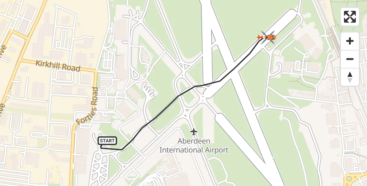 Flight route Coastguard Helicopter Aberdeen International Airport - Aberdeen International Airport, 01 September 2026, 10:38