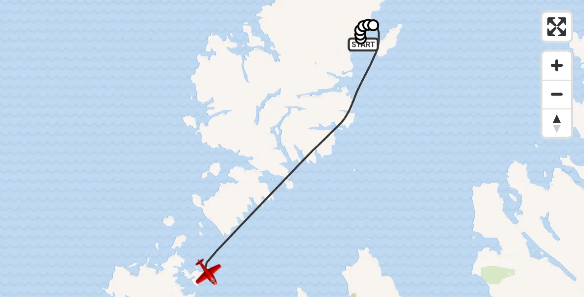 Flight route Air Ambulance Aircraft Stornoway Airport - Inner Seas, 01 September 2026, 10:45