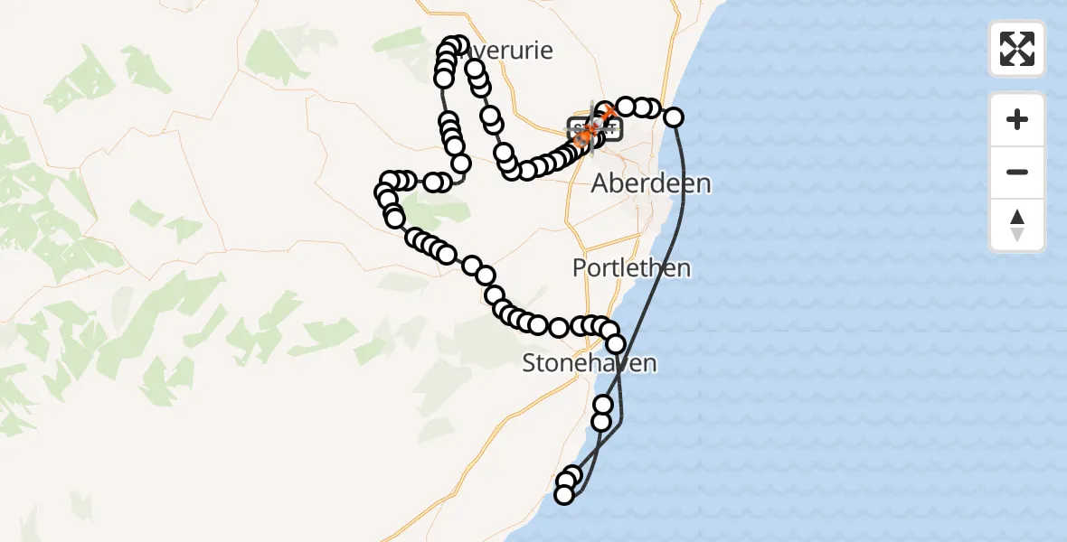 Flight route Coastguard Helicopter Aberdeen International Airport - Aberdeen International Airport, 01 September 2026, 11:21