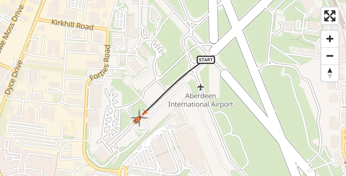 Flight route Coastguard Helicopter Aberdeen International Airport - Aberdeen International Airport, 01 September 2026, 12:09