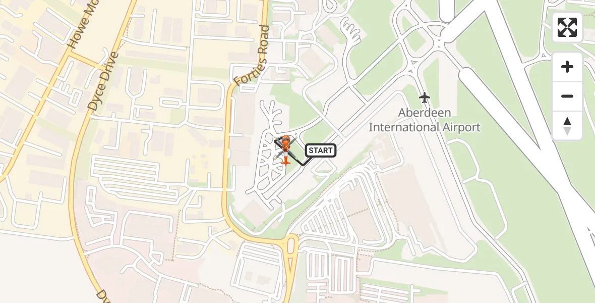 Flight route Coastguard Helicopter Aberdeen International Airport - Aberdeen International Airport, 01 September 2026, 12:11