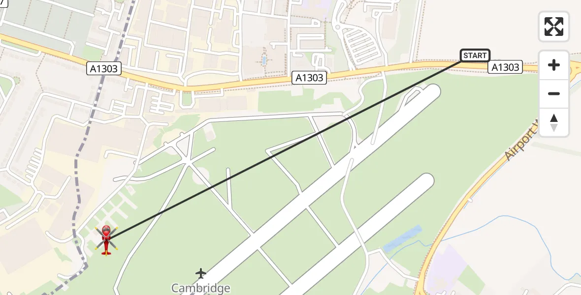 Flight route Air Ambulance Helicopter Cambridge City Airport - Cambridge City Airport, 01 September 2026, 12:29