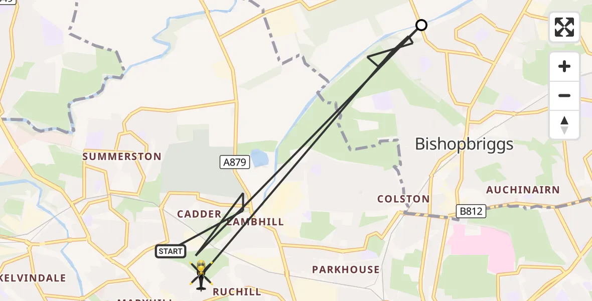 Flight route Police Helicopter Glasgow - Glasgow, 01 September 2026, 13:25