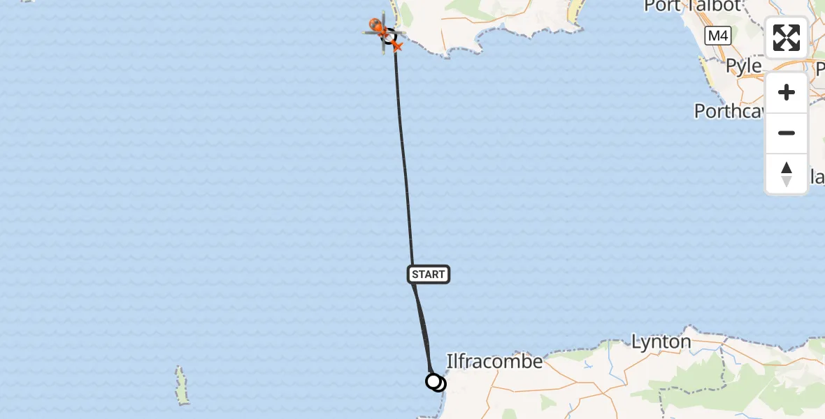 Flight route Coastguard Helicopter Bristol Channel - Rhossili, 01 September 2026, 14:49