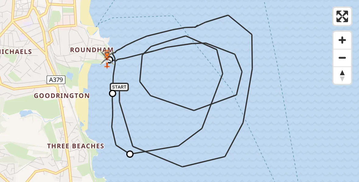 Flight route Coastguard Helicopter English Channel - Paignton, 01 September 2026, 17:54