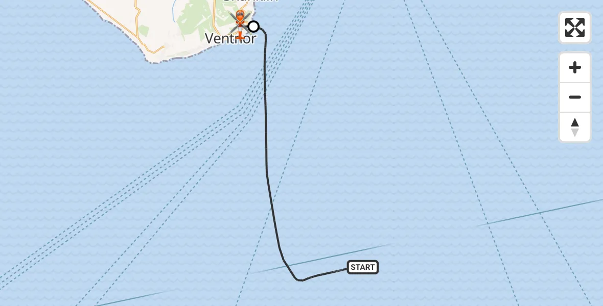 Flight route Coastguard Helicopter English Channel - Ventnor, 01 September 2026, 19:34