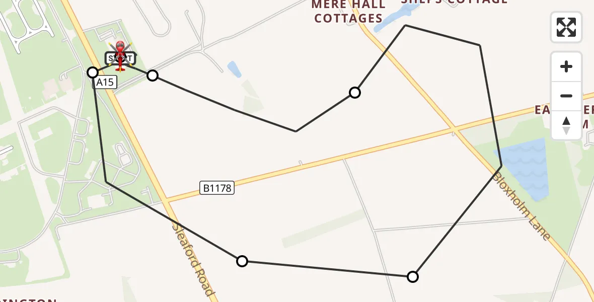 Flight route Air Ambulance Helicopter RAF Waddington - North Kesteven, 01 September 2026, 23:34
