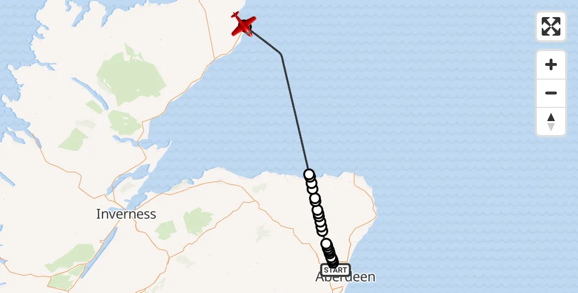 Flight route Air Ambulance Aircraft Aberdeen International Airport - Wick John O'Groats Airport, 02 September 2026, 04:41