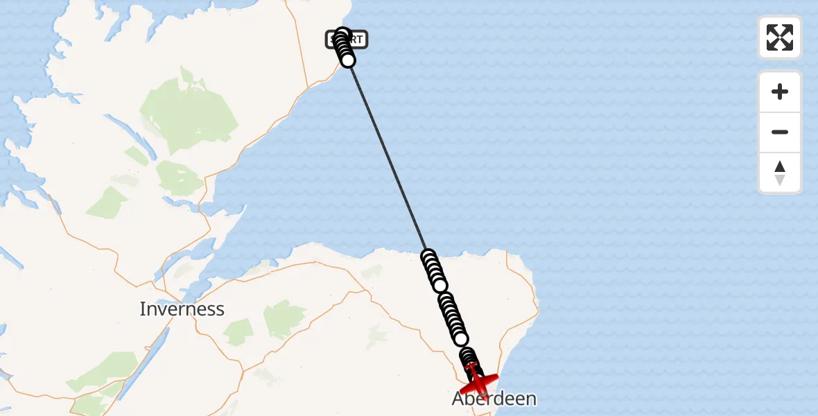 Flight route Air Ambulance Aircraft Wick John O'Groats Airport - Aberdeen International Airport, 02 September 2026, 06:29