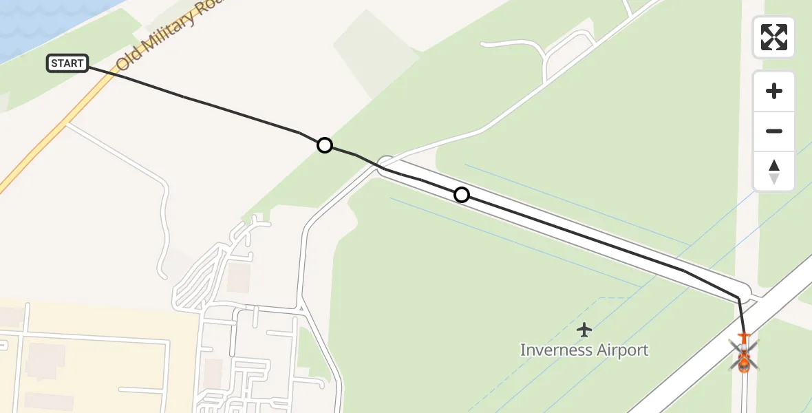 Flight route Coastguard Helicopter Dalcross Heliport - Inverness Airport, 02 September 2026, 06:46