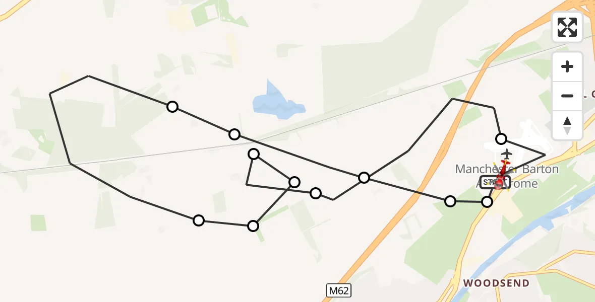 Flight route Air Ambulance Helicopter Manchester Barton Aerodrome - Manchester Barton Aerodrome, 02 September 2026, 08:14