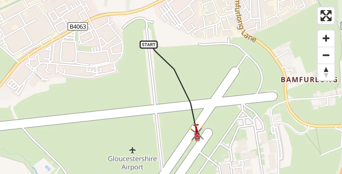 Flight route Air Ambulance Helicopter Gloucestershire Airport - Gloucestershire Airport, 02 September 2026, 13:29