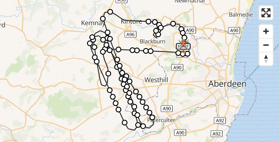 Flight route Coastguard Helicopter Aberdeen International Airport - Aberdeen International Airport, 02 September 2026, 13:53